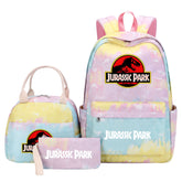 Jurassic Park Pink Starry Sky SchoolBag Backpack Lunch Box Bag Book Pencil Bags  3pcs Set